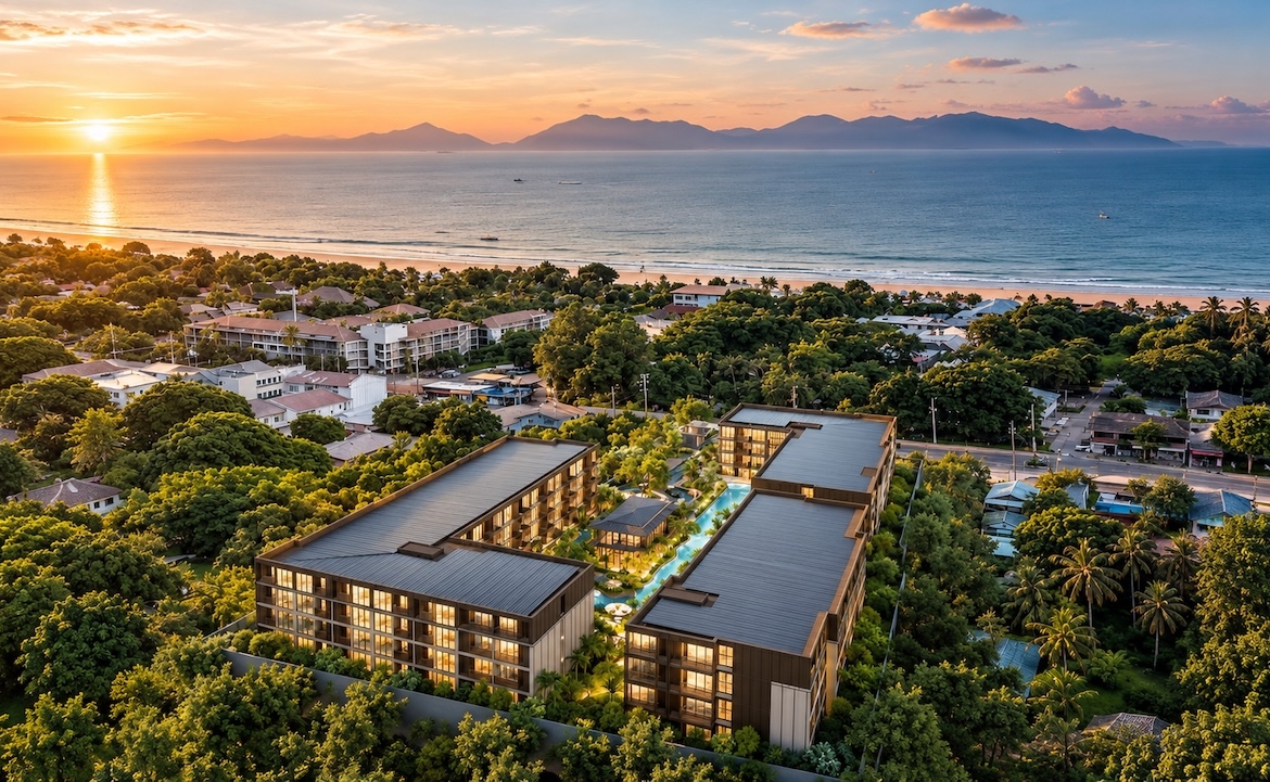 The Astra Samui One-Bedroom Apartments Aerial Render